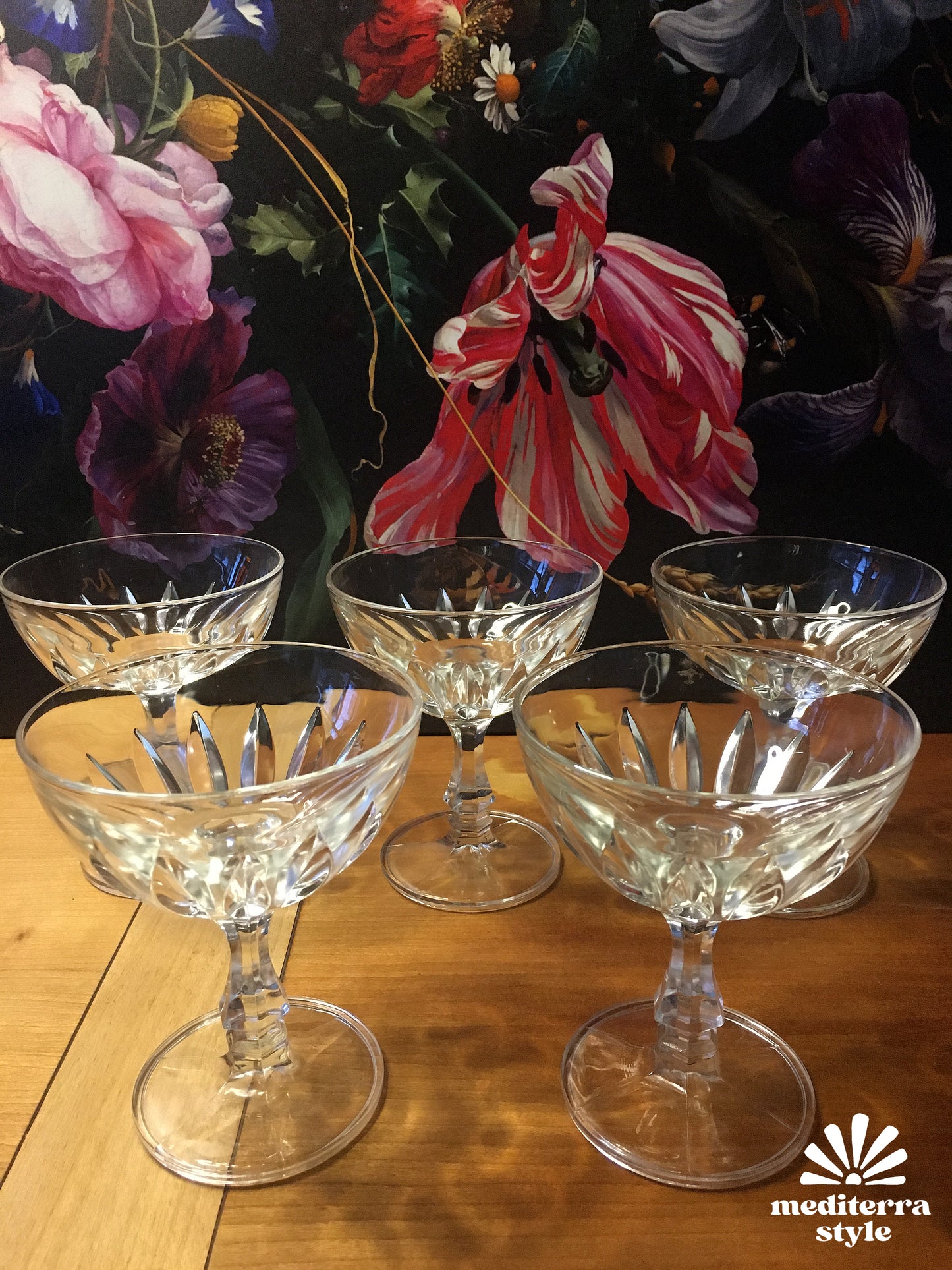 Italian vintage champagne coupes, ice cream coupes, fruit coupes set of 4 from Palermo