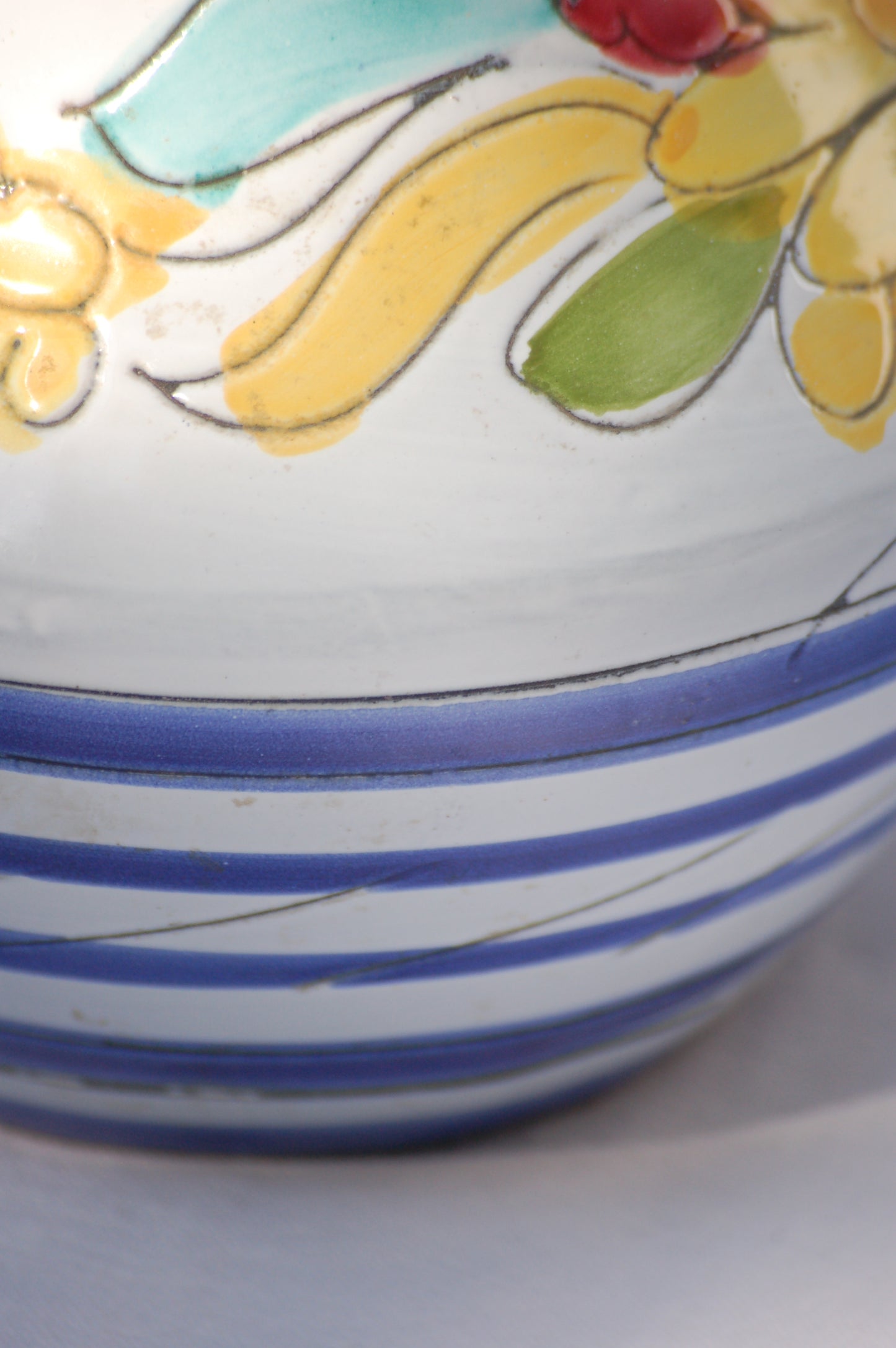 For an instant feeling of, Mediterrenean table by the sea feeling, just add this cute pitcher on your table and the sun will shine. This vintage item is as new and comes from the 1980's. This pitcher comes from France. It is hand painted and has been drawn with scratched graffito technique which gives it a very lively look and feel.
