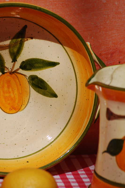 French 1950s ceramic figural fruit pitcher